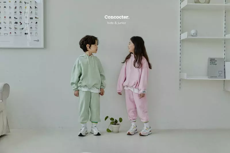Concocter - Korean Children Fashion - #kidsstore - Macaroon Layered Hoody Top Bottom Set - 9