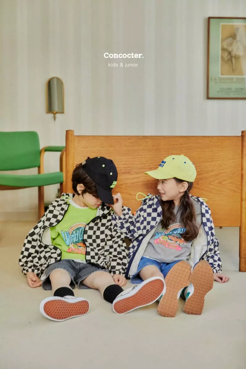 Concocter - Korean Children Fashion - #kidzfashiontrend - Checker Board Hoody Zip-up - 7