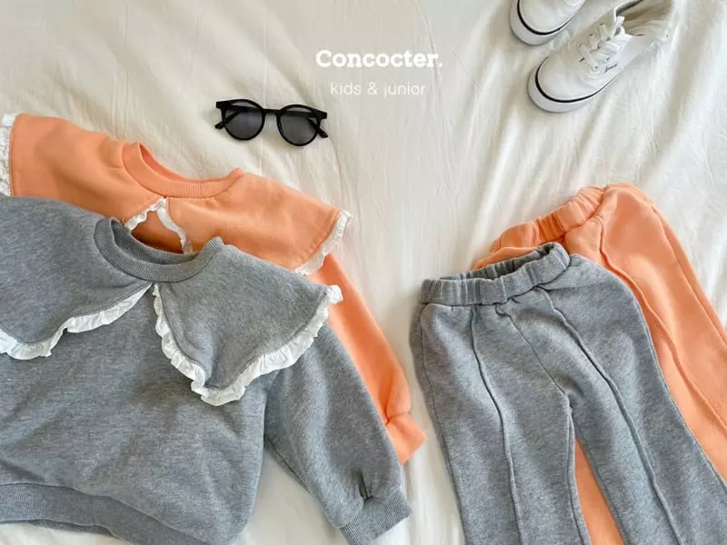 Concocter - Korean Children Fashion - #kidzfashiontrend - Collar Frill Top Bottom Set - 10