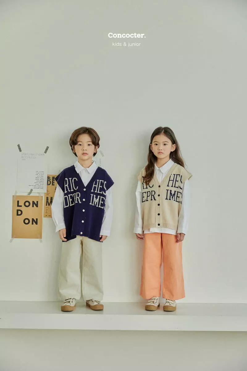 Concocter - Korean Children Fashion - #littlefashionista - Lettering Knit Vest