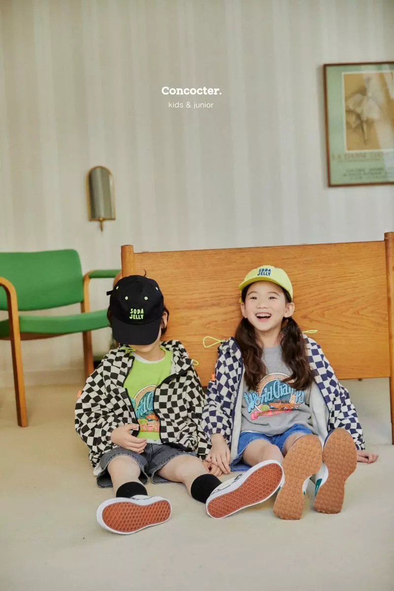 Concocter - Korean Children Fashion - #littlefashionista - Checker Board Hoody Zip-up - 9
