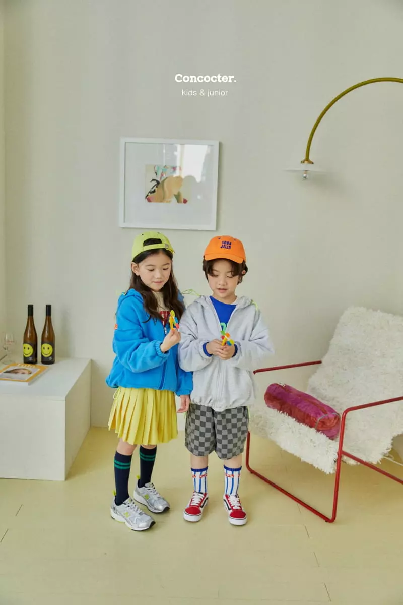 Concocter - Korean Children Fashion - #Kfashion4kids - Solid Kangaroo Hoody Zip-up - 4