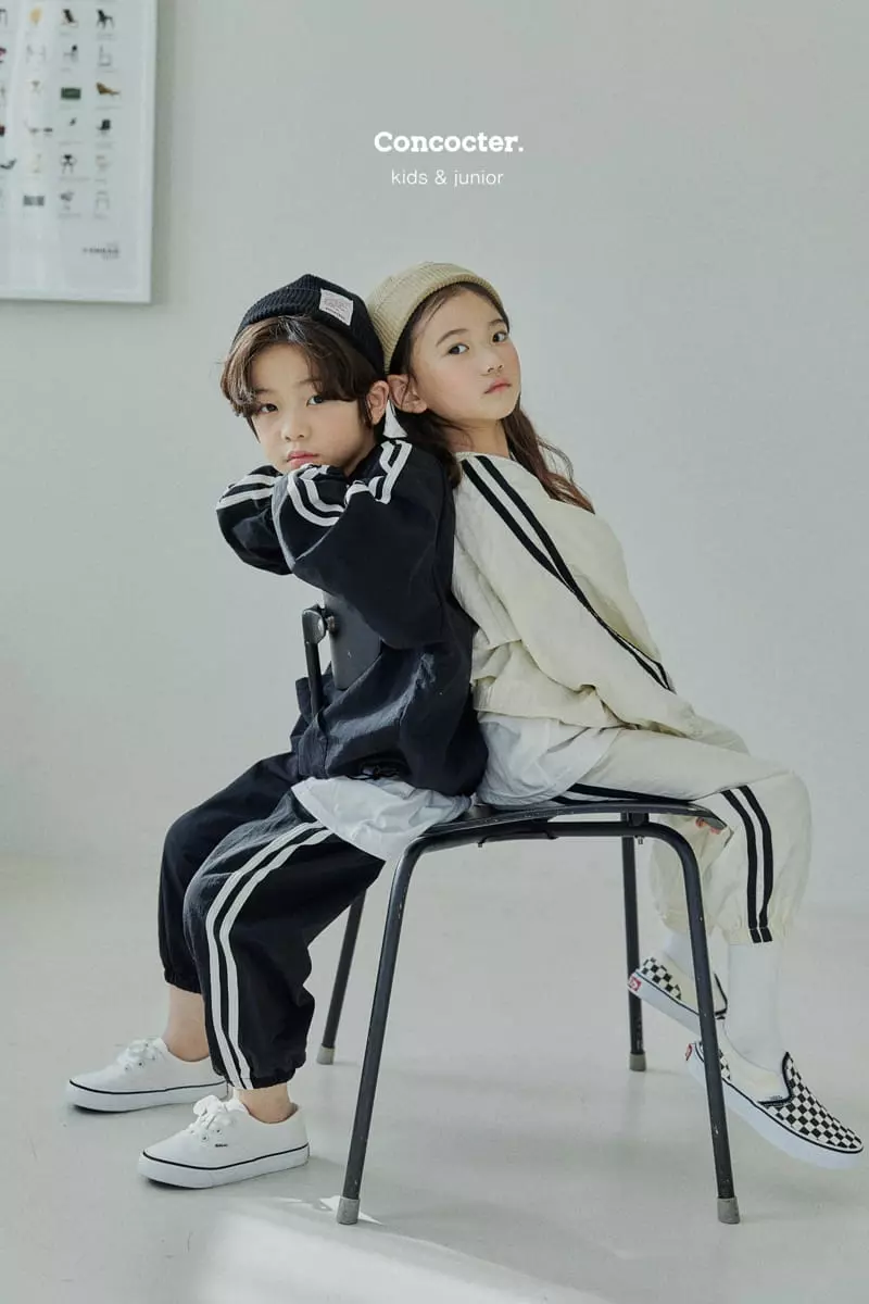 Concocter - Korean Children Fashion - #littlefashionista - Line Anorak Top Bottom Set with Mom