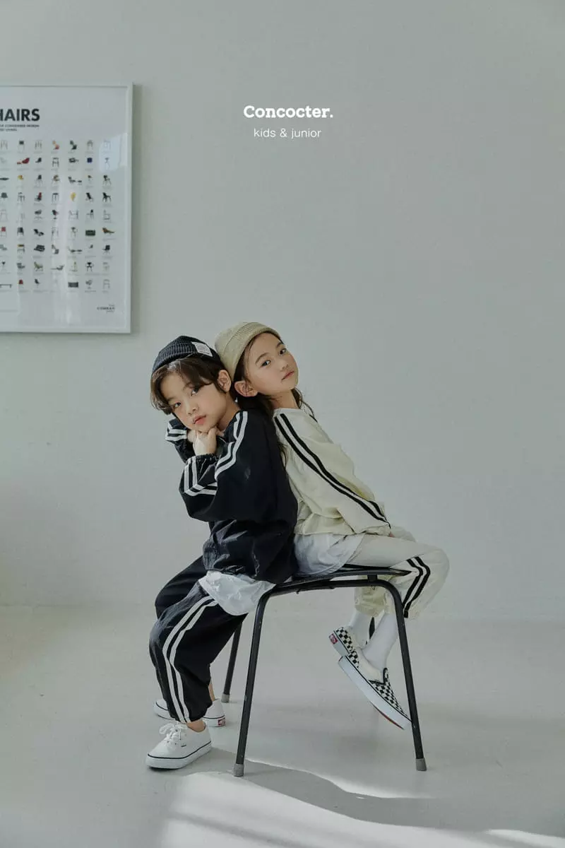 Concocter - Korean Children Fashion - #magicofchildhood - Line Anorak Top Bottom Set with Mom - 2