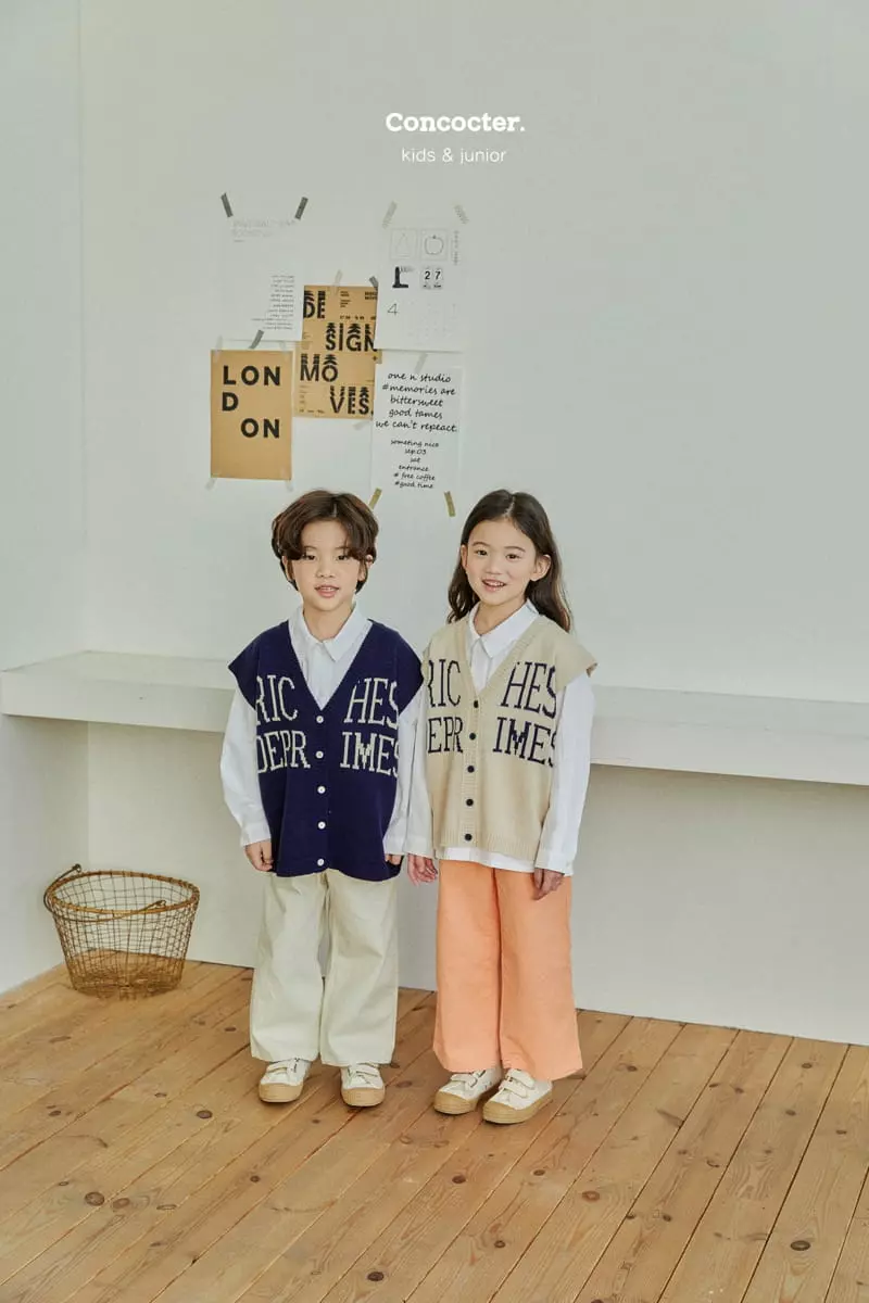 Concocter - Korean Children Fashion - #minifashionista - Lettering Knit Vest - 3