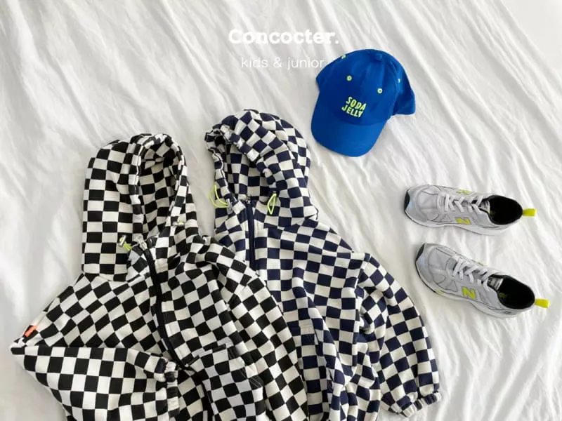 Concocter - Korean Children Fashion - #minifashionista - Checker Board Hoody Zip-up - 11