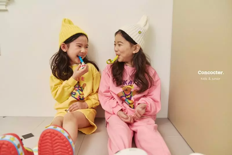 Concocter - Korean Children Fashion - #magicofchildhood - Boader Bear Sweatshirt Shorts Pants Set - 4