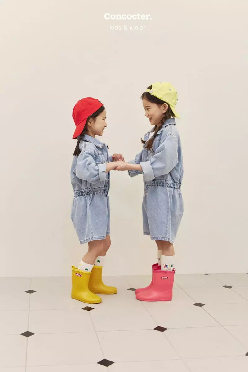 Concocter - Korean Children Fashion - #minifashionista - Denim Short Jumpsuit - 3