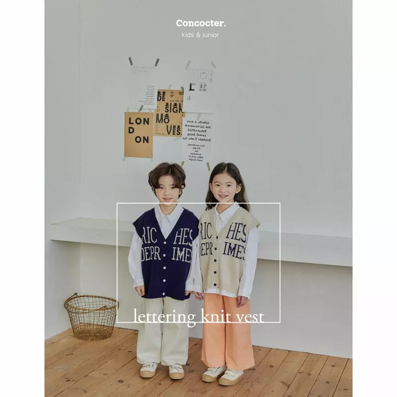 Concocter - Korean Children Fashion - #minifashionista - Lettering Knit Vest - 4