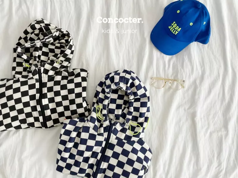 Concocter - Korean Children Fashion - #prettylittlegirls - Checker Board Hoody Zip-up - 12