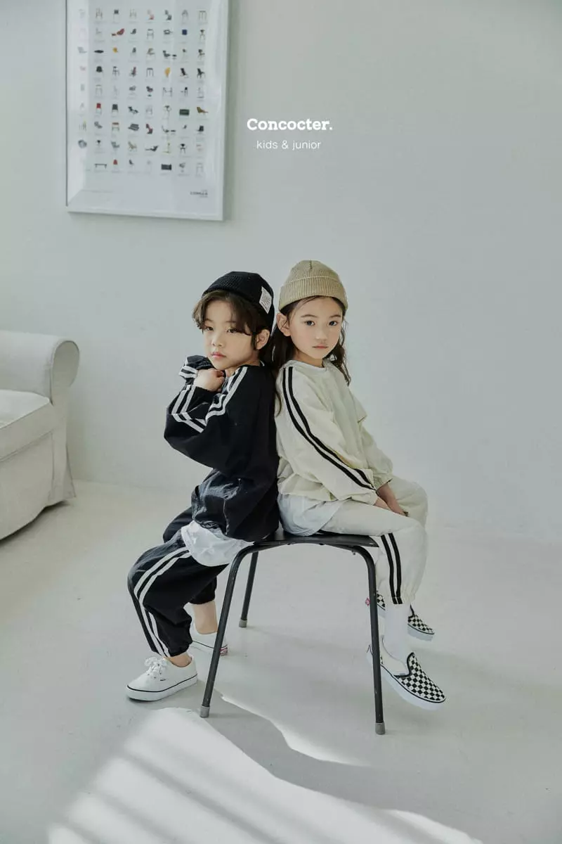 Concocter - Korean Children Fashion - #minifashionista - Line Anorak Top Bottom Set with Mom - 4