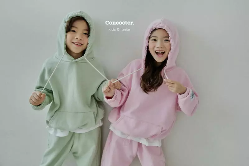 Concocter - Korean Children Fashion - #prettylittlegirls - Macaroon Layered Hoody Top Bottom Set