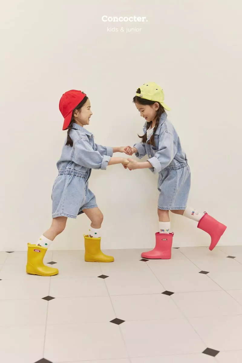 Concocter - Korean Children Fashion - #minifashionista - Denim Short Jumpsuit - 4