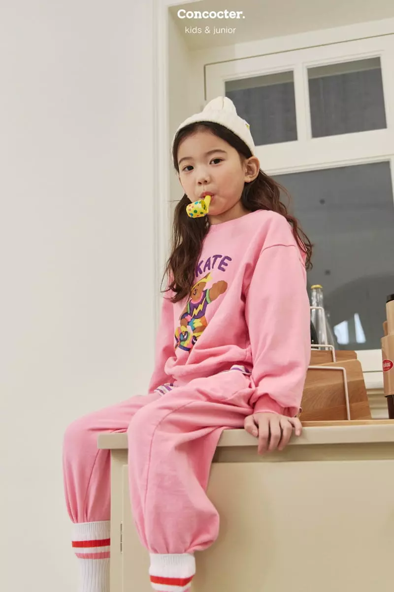 Concocter - Korean Children Fashion - #stylishchildhood - Boader Bear Sweatshirt Shorts Pants Set - 8