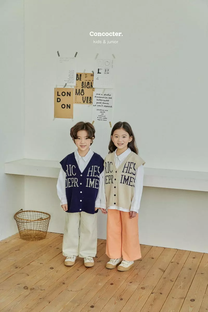 Concocter - Korean Children Fashion - #todddlerfashion - Lettering Knit Vest - 5
