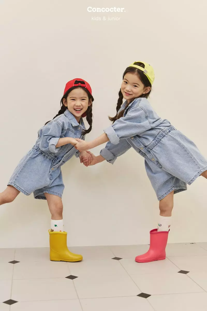 Concocter - Korean Children Fashion - #toddlerclothing - Denim Short Jumpsuit - 6