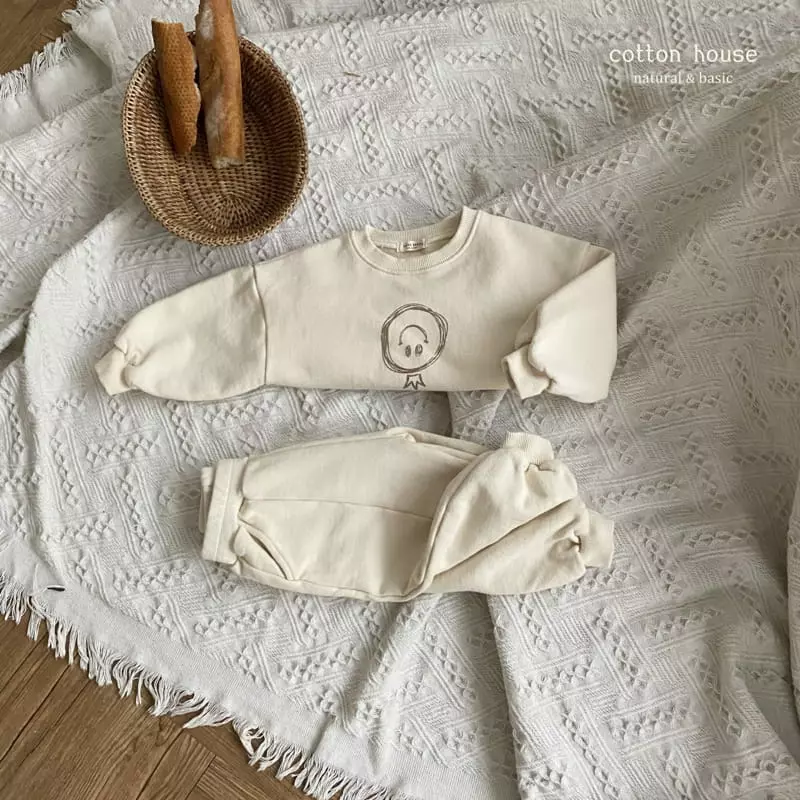 Cotton House - Korean Children Fashion - #todddlerfashion - Smile Top Bottom Set - 3
