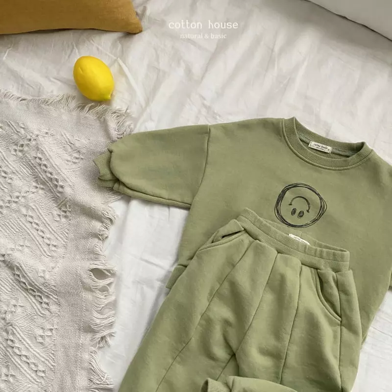 Cotton House - Korean Children Fashion - #todddlerfashion - Smile Top Bottom Set - 4