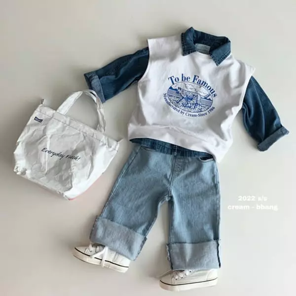 Cream Bbang - Korean Children Fashion - #Kfashion4kids - Light Blue Denim Cutting Wide Pants - 7