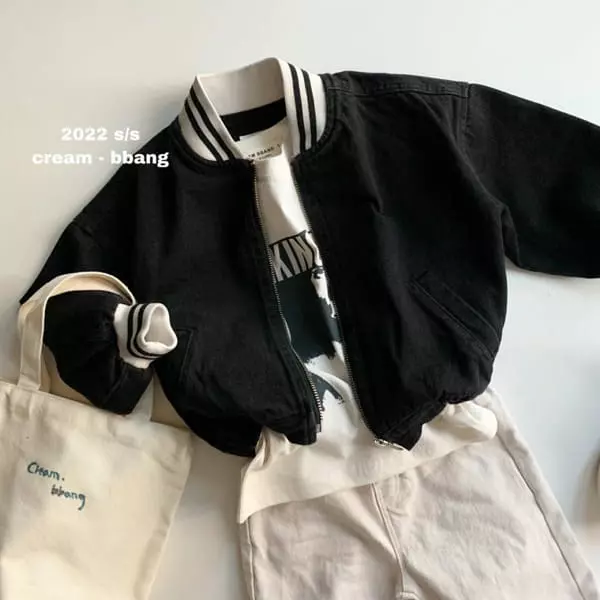 Cream Bbang - Korean Children Fashion - #childofig - Polo Stripes Denim Jumper - 2