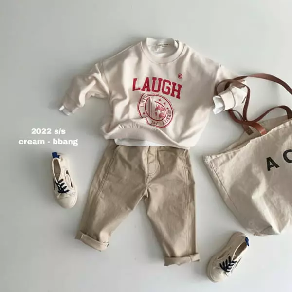 Cream Bbang - Korean Children Fashion - #childofig - Stitch Cotton Baggy Pants - 5