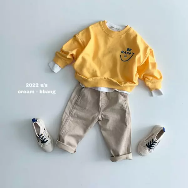 Cream Bbang - Korean Children Fashion - #childrensboutique - Smile Embroidery Sweatshirt - 2