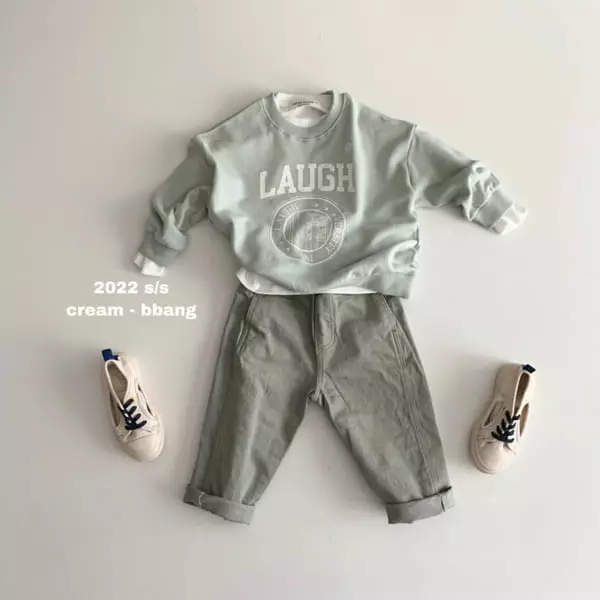 Cream Bbang - Korean Children Fashion - #childrensboutique - Stitch Cotton Baggy Pants - 6