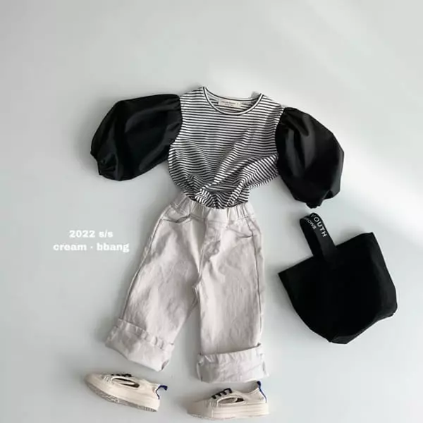 Cream Bbang - Korean Children Fashion - #childrensboutique - Sleeves Color Balloon Tee - 3