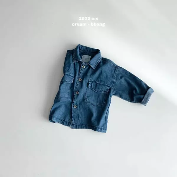 Cream Bbang - Korean Children Fashion - #childrensboutique - Overfit Denim Shirt