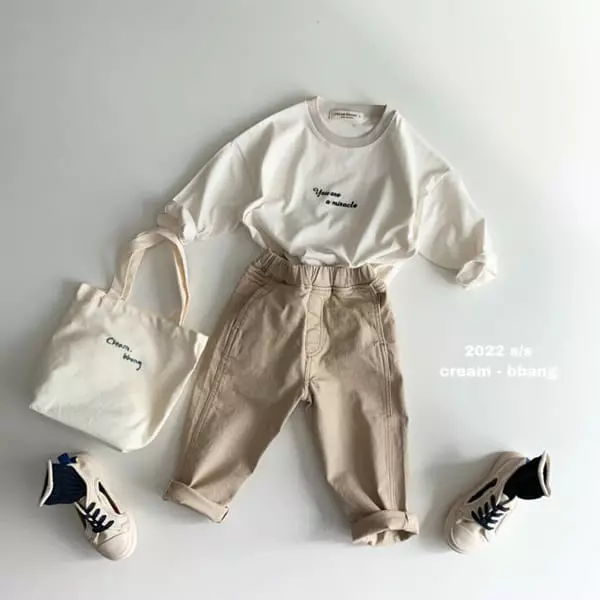 Cream Bbang - Korean Children Fashion - #designkidswear - You Embroidery Single Tee
