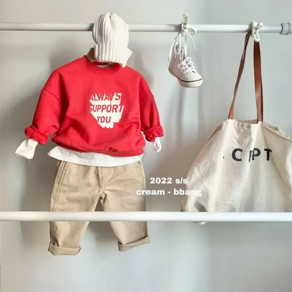 Cream Bbang - Korean Children Fashion - #designkidswear - Stitch Cotton Baggy Pants - 7