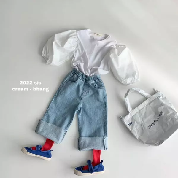Cream Bbang - Korean Children Fashion - #childrensboutique - Sleeves Color Balloon Tee - 4