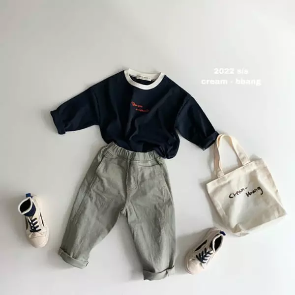 Cream Bbang - Korean Children Fashion - #discoveringself - Stitch Cotton Baggy Pants - 8