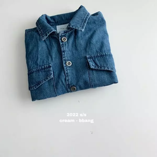 Cream Bbang - Korean Children Fashion - #discoveringself - Overfit Denim Shirt - 3