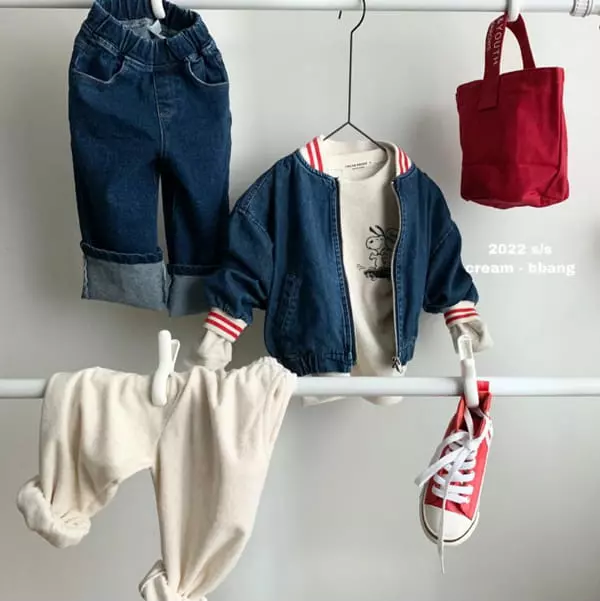 Cream Bbang - Korean Children Fashion - #fashionkids - Polo Stripes Denim Jumper - 6