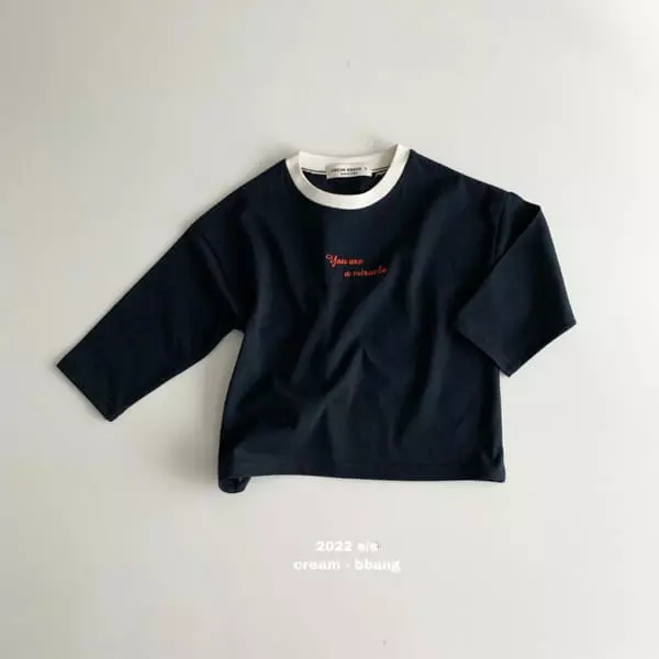 Cream Bbang - Korean Children Fashion - #fashionkids - You Embroidery Single Tee - 3