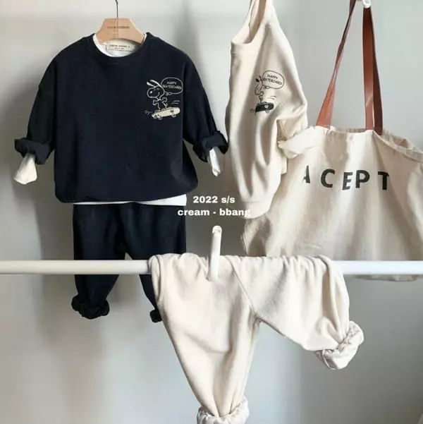 Cream Bbang - Korean Children Fashion - #fashionkids - Lover Terry Top Bottom Set