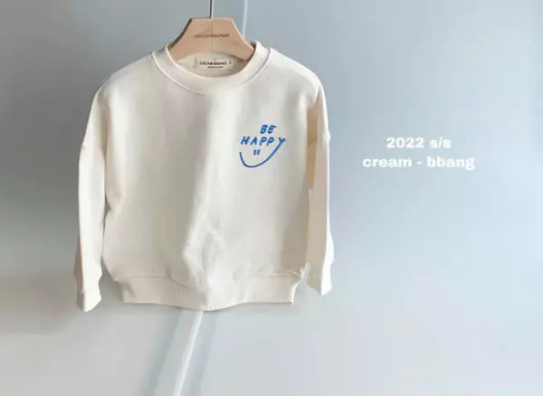 Cream Bbang - Korean Children Fashion - #kidsshorts - Smile Embroidery Sweatshirt - 6