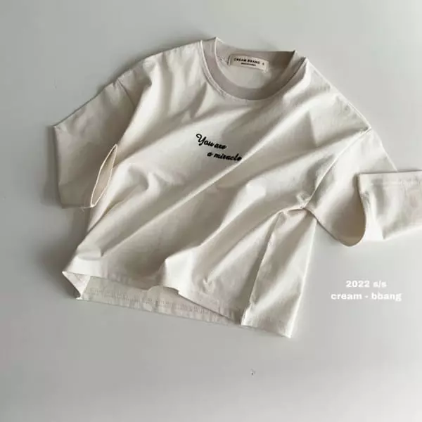 Cream Bbang - Korean Children Fashion - #fashionkids - You Embroidery Single Tee - 4