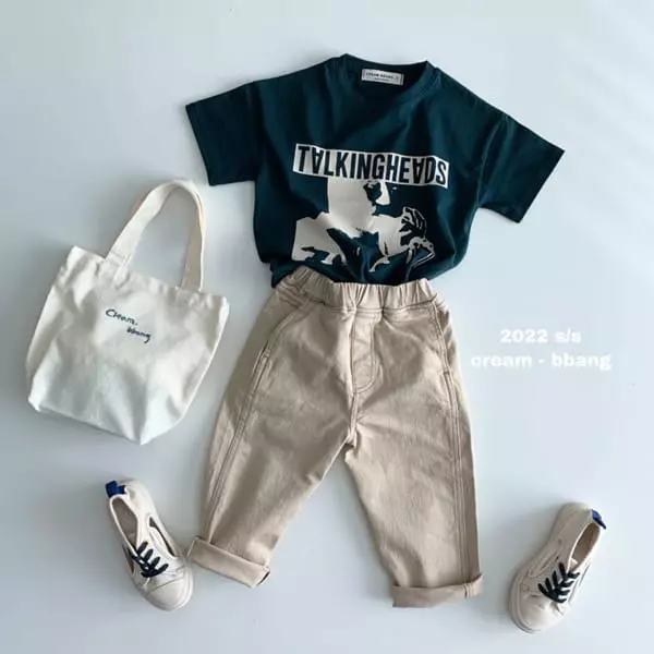 Cream Bbang - Korean Children Fashion - #kidsshorts - Stitch Cotton Baggy Pants - 10