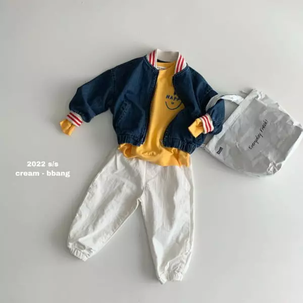 Cream Bbang - Korean Children Fashion - #kidsstore - Polo Stripes Denim Jumper - 8