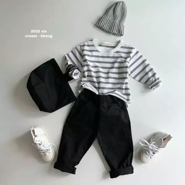 Cream Bbang - Korean Children Fashion - #kidsshorts - Daily Stipes Tee - 4