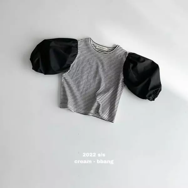 Cream Bbang - Korean Children Fashion - #kidsstore - Sleeves Color Balloon Tee - 8