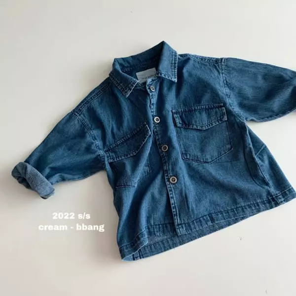 Cream Bbang - Korean Children Fashion - #kidzfashiontrend - Overfit Denim Shirt - 7