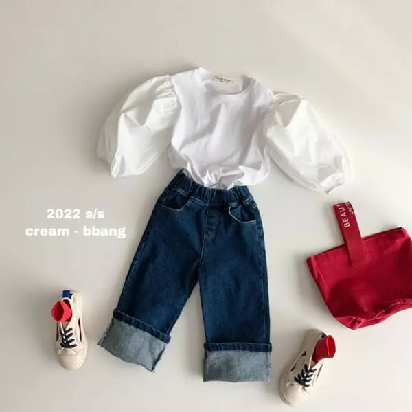 Cream Bbang - Korean Children Fashion - #littlefashionista - Sleeves Color Balloon Tee - 11