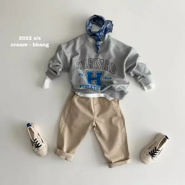 Cream Bbang - Korean Children Fashion - #magicofchildhood - Stitch Cotton Baggy Pants