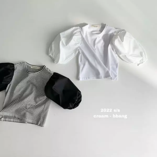 Cream Bbang - Korean Children Fashion - #magicofchildhood - Sleeves Color Balloon Tee - 12
