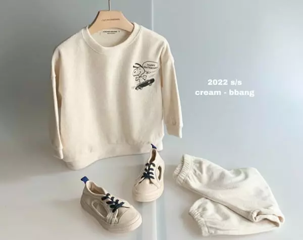 Cream Bbang - Korean Children Fashion - #magicofchildhood - Lover Terry Top Bottom Set - 7