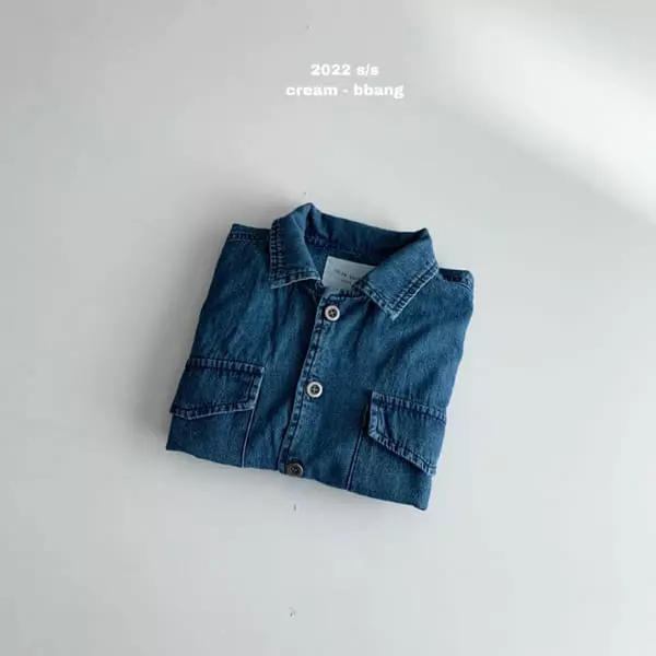 Cream Bbang - Korean Children Fashion - #magicofchildhood - Overfit Denim Shirt - 10