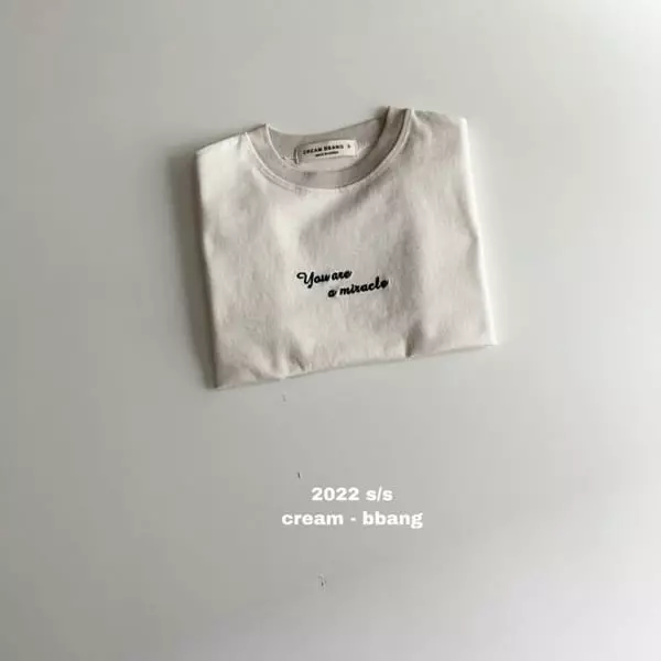 Cream Bbang - Korean Children Fashion - #minifashionista - You Embroidery Single Tee - 10